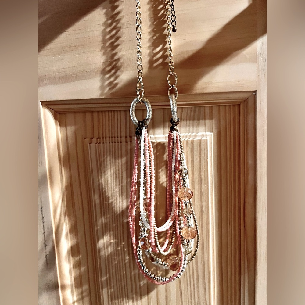 Pink and gold necklace costume jewelry